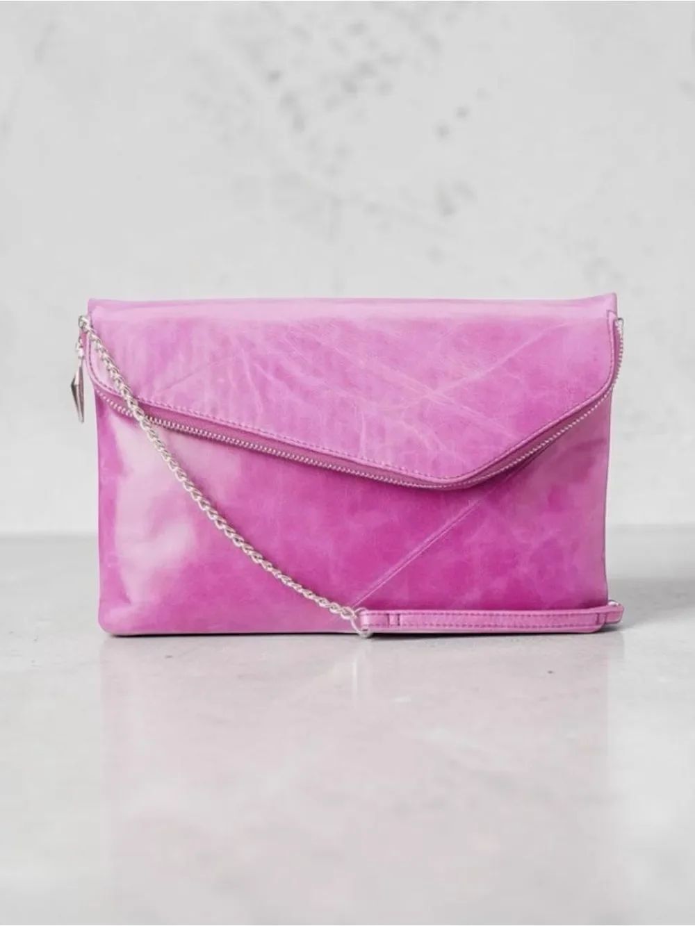 HOBO INTERNATIONAL HANDBAG JESSA LARGE LEATHER ENVELOPE CLUTCH BAG $158 LILAC